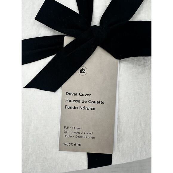 West Elm Duvet Cover Full/Queen European Flax Linen White 92x88 Machine … - Picture 2 of 6